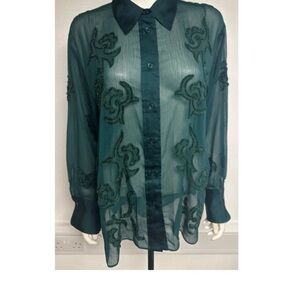 Elegant Sheer Green Blouse